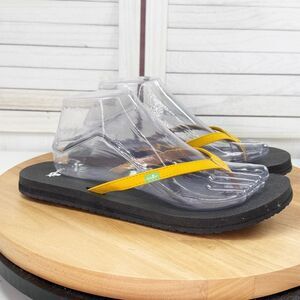 Sanuk Yoga‎ Joy II Flip Flop Sandals Yellow Black Women Size 9